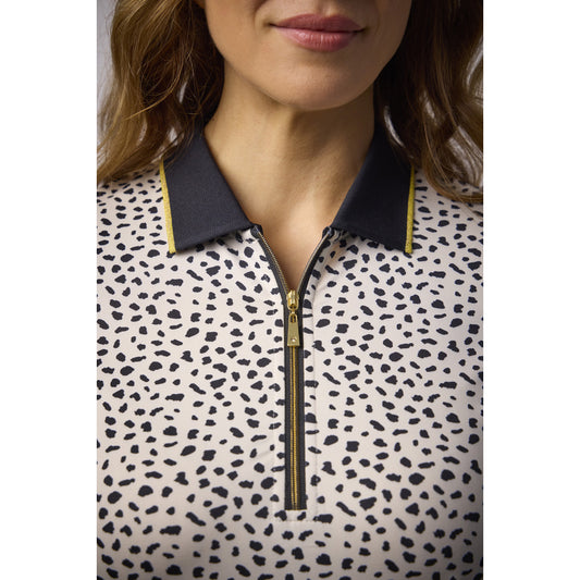 Glenmuir Ladies Short Sleeve Polo with Subtle Cheetah Print