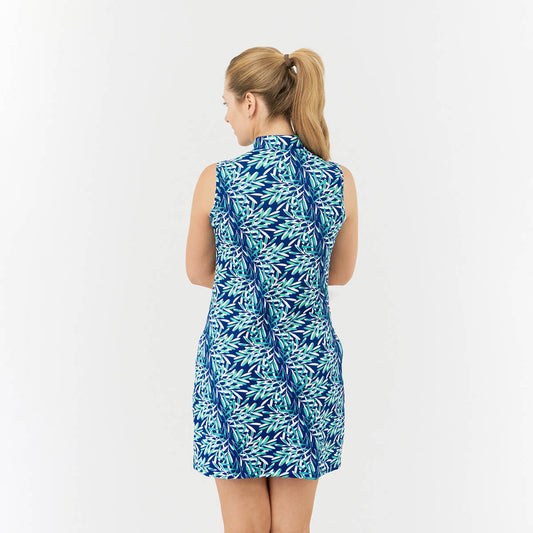 Pure Golf Sleeveless Dress in Palm Print Design