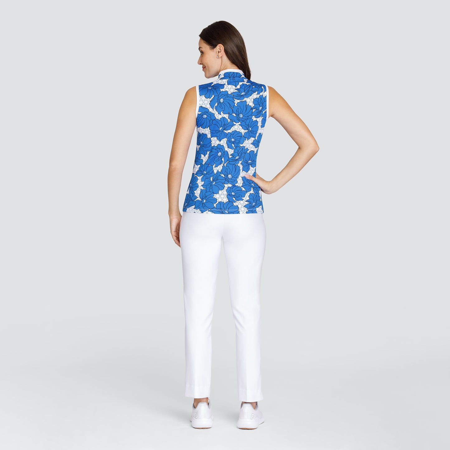 Tail Ladies Sleeveless Polo in a Floral and Hexagonal Print - Last One Medium Only Left