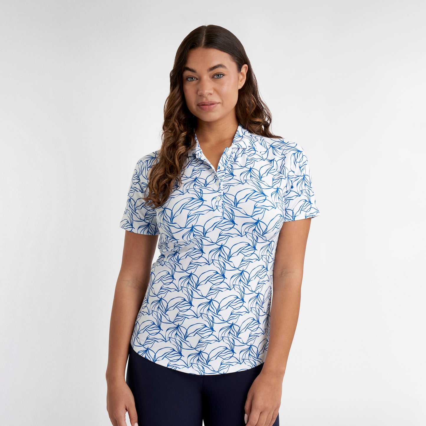 Green Lamb Ladies Floral Print Short Sleeve Polo