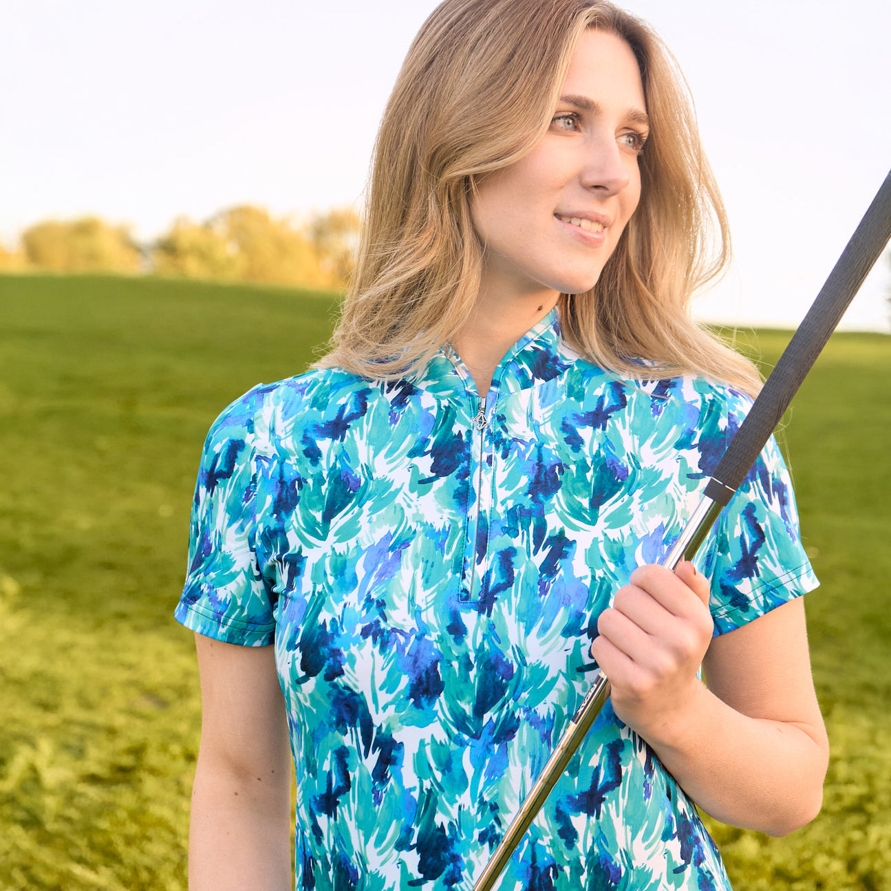 Pure Ladies Short Sleeve Polo β Artistic Print Meets All-Day Comfort