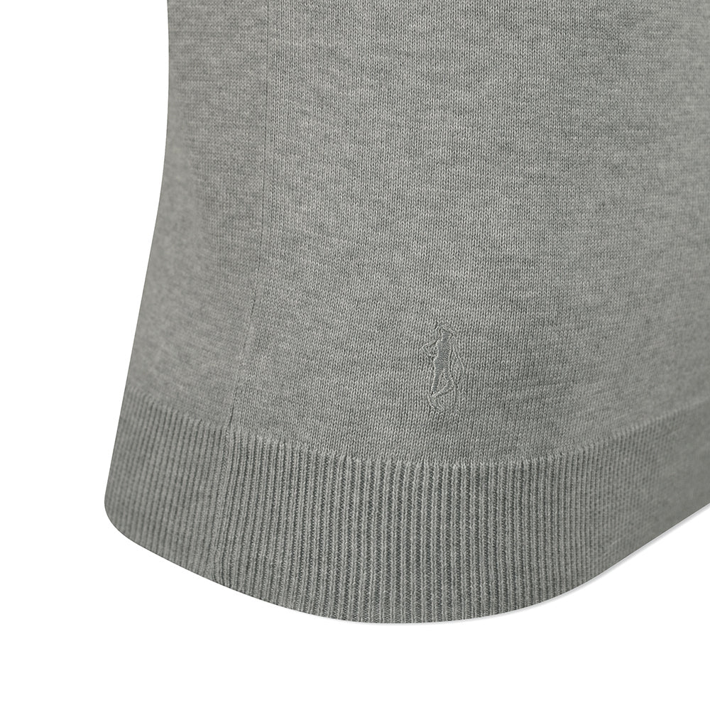 Glenmuir Ladies 100% Cotton Sleeveless V-Neck Sweater in Light Grey Marl