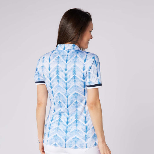 Swing Out Sister Ladies Ultra-Soft Short Sleeve Polo with Head Turning Print for All Day Style & Comfort