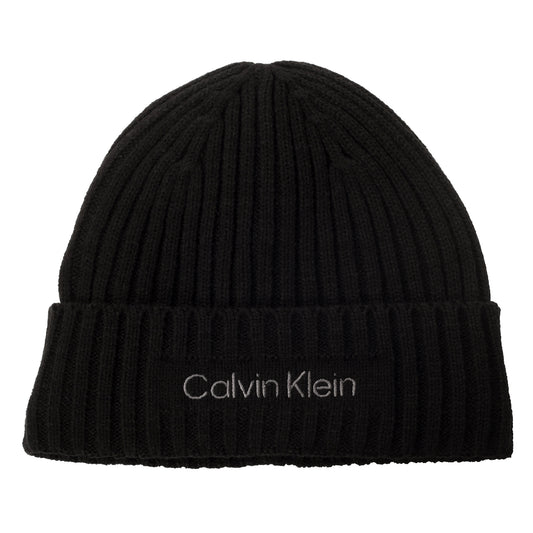 Calvin Klein Mens Black Fleece Lined Beanie