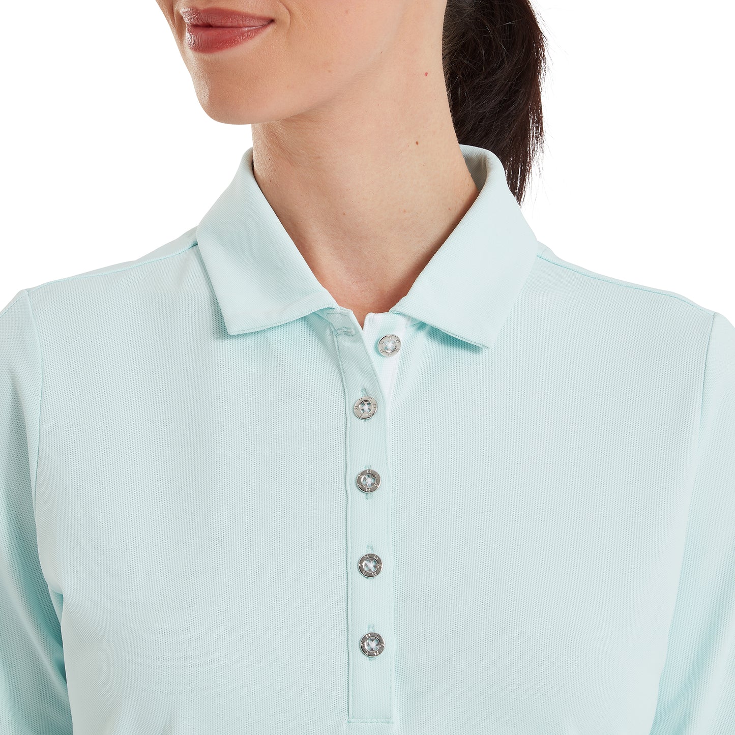 FootJoy Ladies 1/2 Sleeve Polo with Chic Ruched Detailing for a Beautifully Flattering Fit