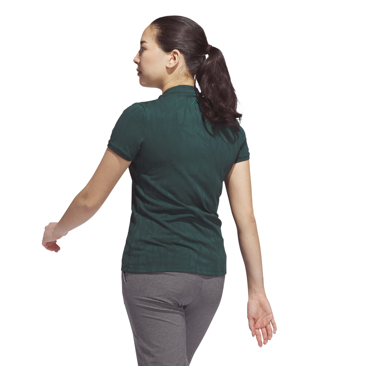 adidas Golf Ladies Short Sleeve Jacquard Polo with Zip-Neck