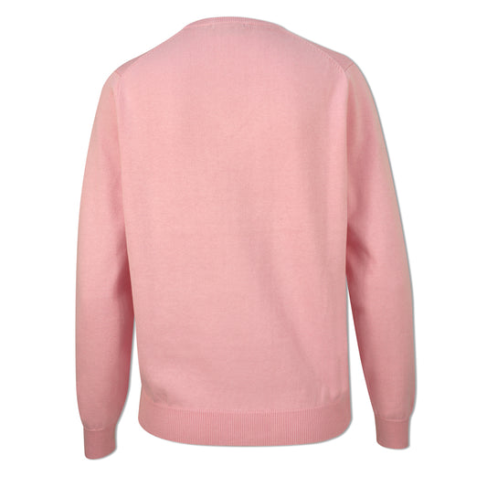 Glenmuir Ladies 100% Cotton V-Neck Sweater in Candy Pink