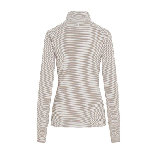 Swing Out Sister Womens Fine Stripe Zip-Neck Top with Front Pocket Great for Range to Course Wear