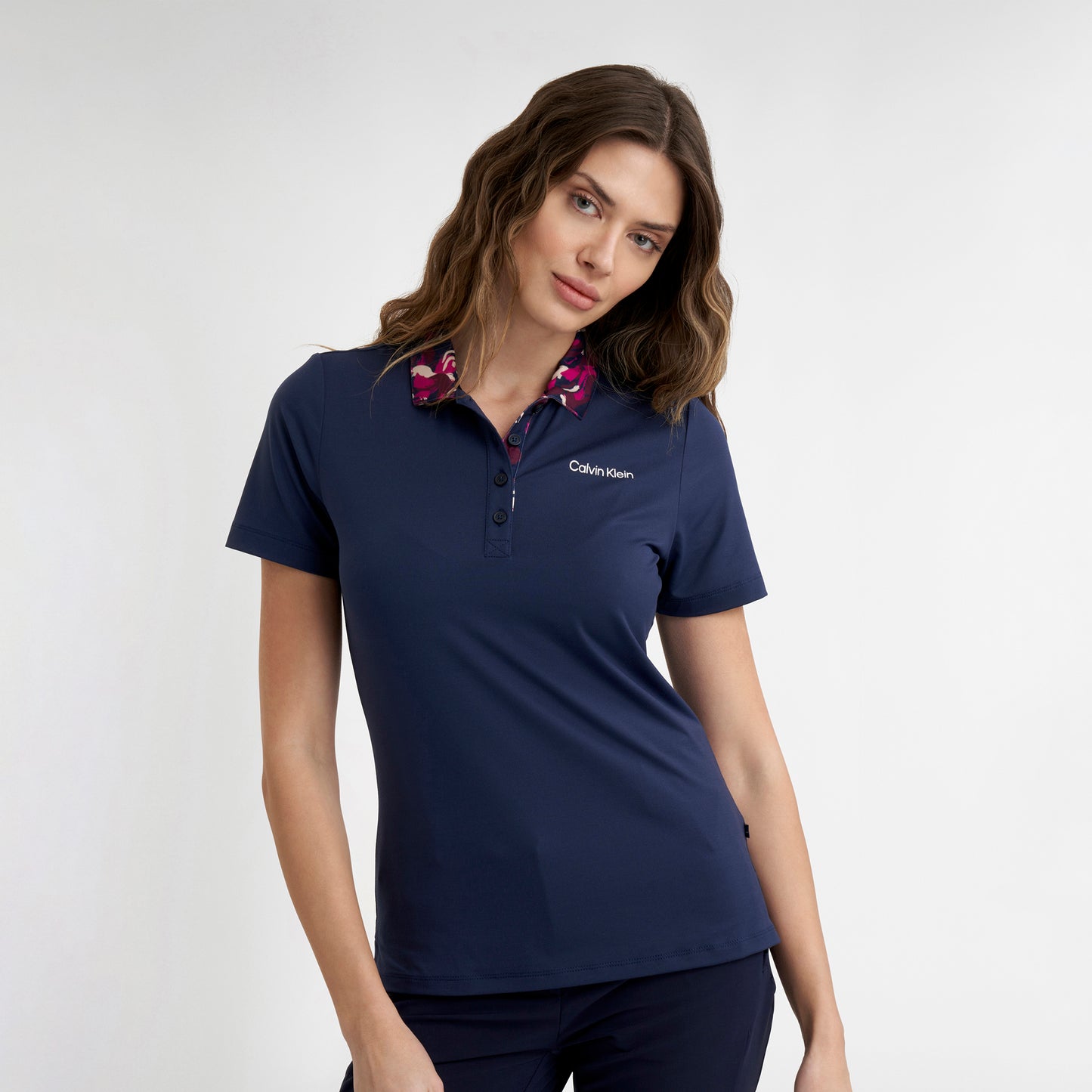 Calvin Klein Ladies Navy Polo with Contrast Trim
