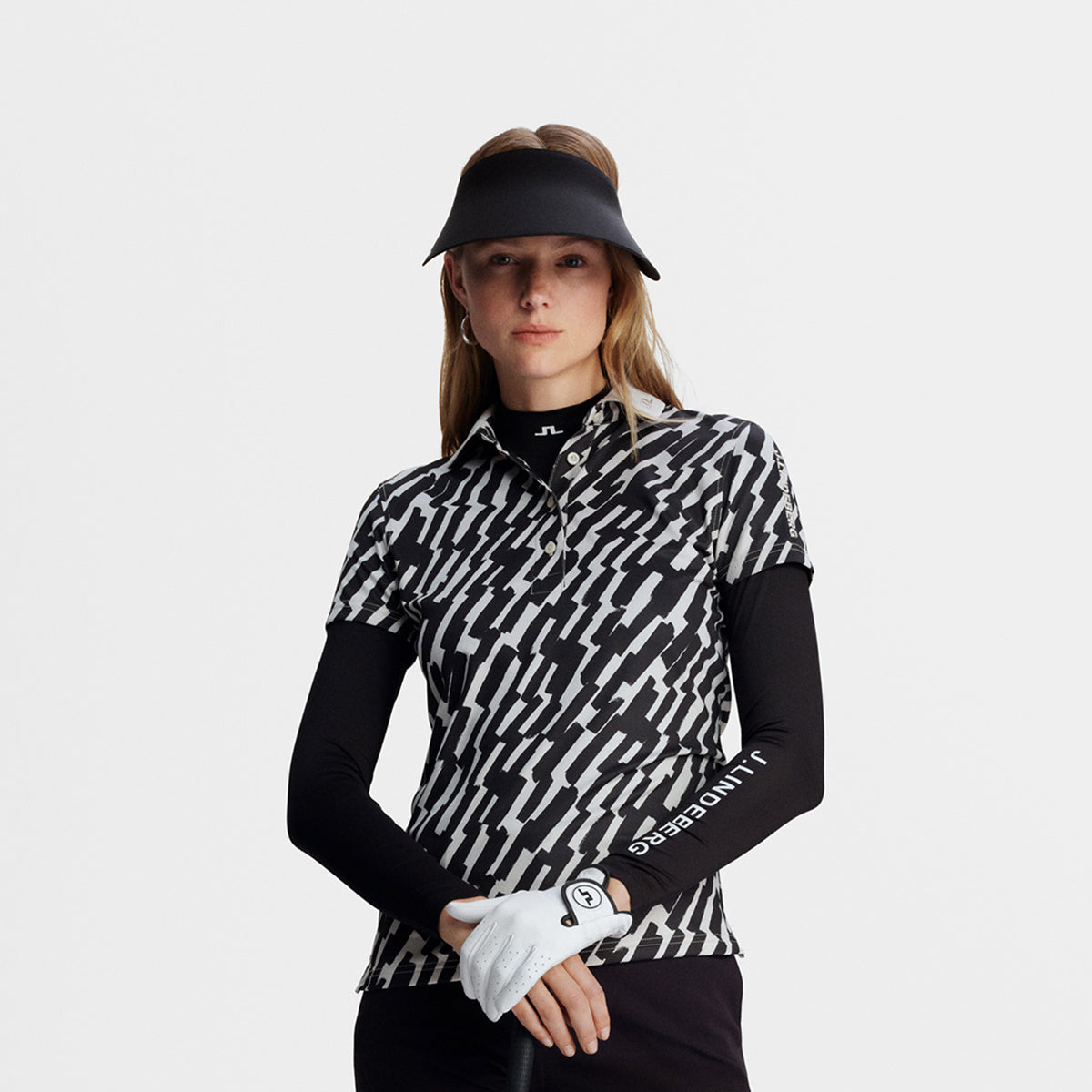 J.Lindeberg Ladies Tour Tech Printed Polo - Feminine Performance with Effortless On-Course Style