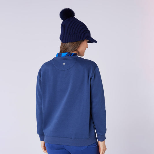 Swing Out Sister Ladies Brushed-Backed Embossed Golf Sweatshirt in Navy