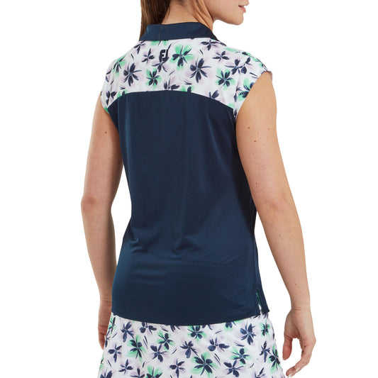 FootJoy Ladies Cap Sleeve Floral Print Panel Polo - Last One Small Only Left