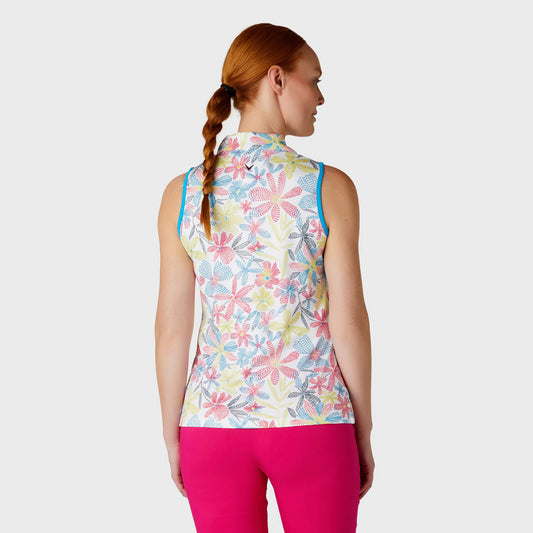 Callaway Ladies Floral Chevron Print Sleeveless Golf Polo - Last One XS Only Left