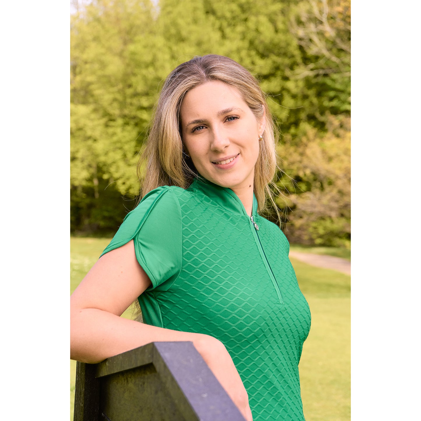 Pure Golf Ladies Cap Sleeve Polo with Wave Print