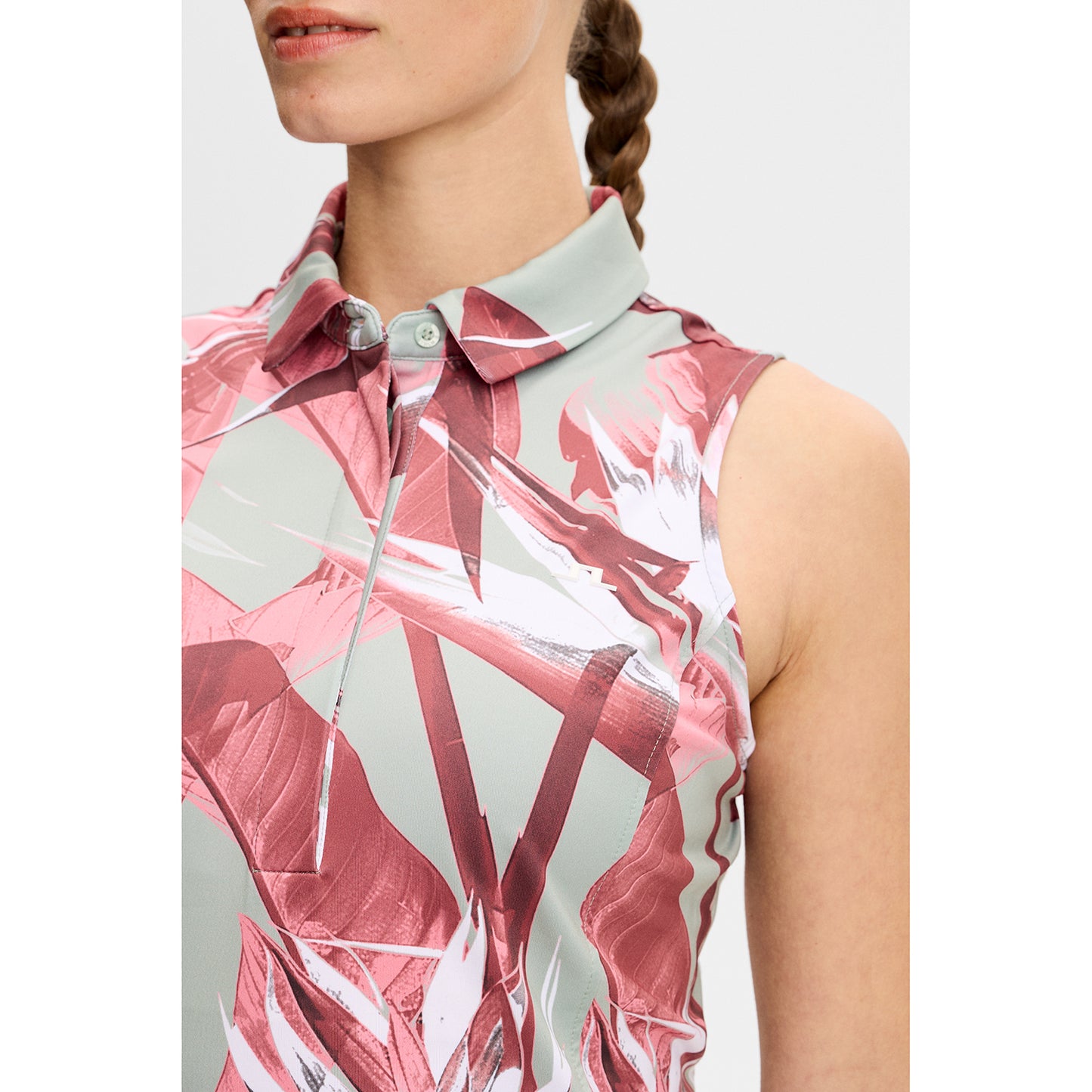 J.Lindeberg Ladies Printed Sleeveless Polo for Lightweight Performance with Standout Style