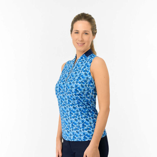 Pure Golf Ladies Sleeveless Dress with Abstract Dot Print for Fresh Fairway Appeal