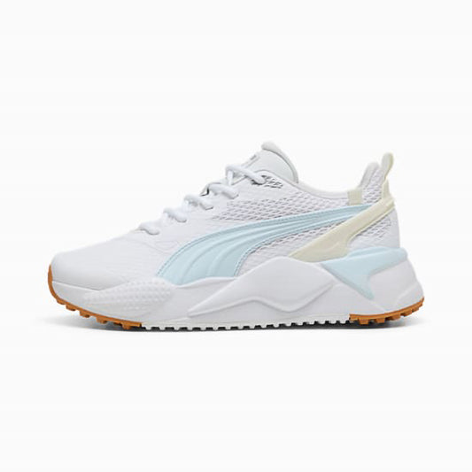 Puma Ladies GS-X Efekt Waterproof Golf Shoe in White & Icy Blue