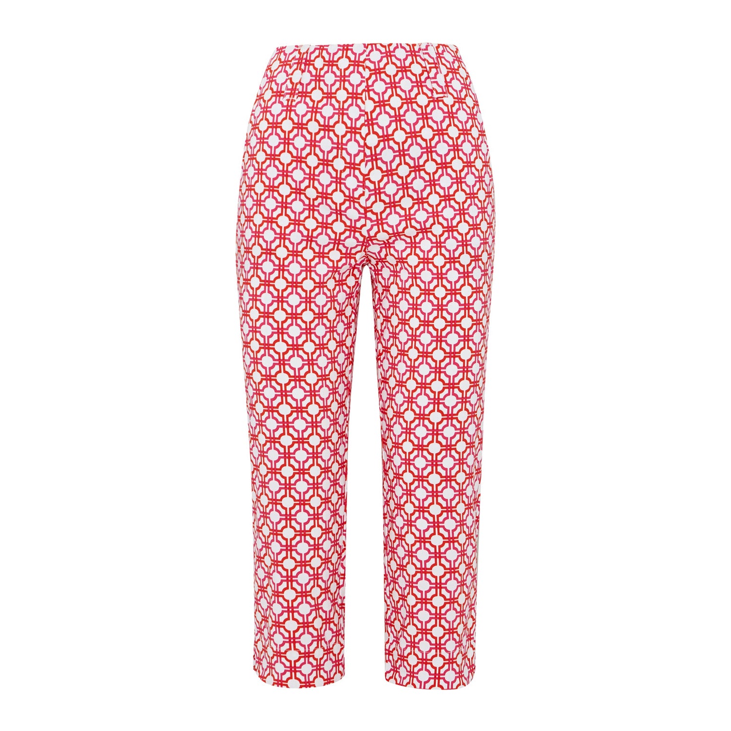 Swing Out Sister Ladies Pull-On Capris in Lush Pink and Mandarin with Mosaic Pattern