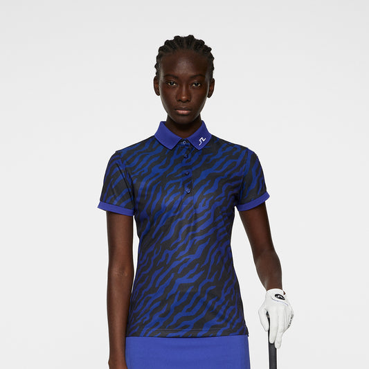J.Lindeberg Ladies Short Sleeve Tour Tech Tiger Print Polo