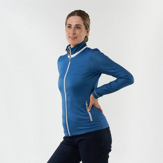 Pure Golf Ladies Mid-Layer Full Zip Jacket in Petrol Blue