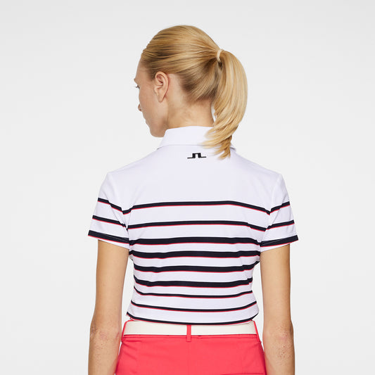 J.Lindeberg Ladies Striped Short Sleeve Polo - Last One XL Only Left