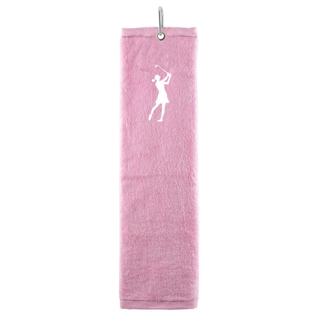 Surprizeshop Ladies Embroidered Lady Golfer Tri-Fold Golf Towel