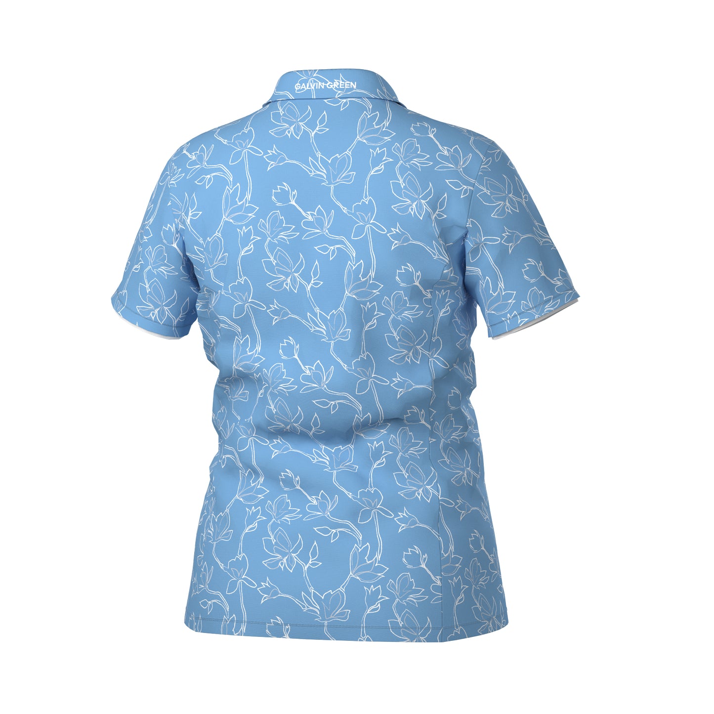 Galvin Green Ladies VENTIL8 PLUS Short Sleeve Polo with Floral Print in Alaskan Blue