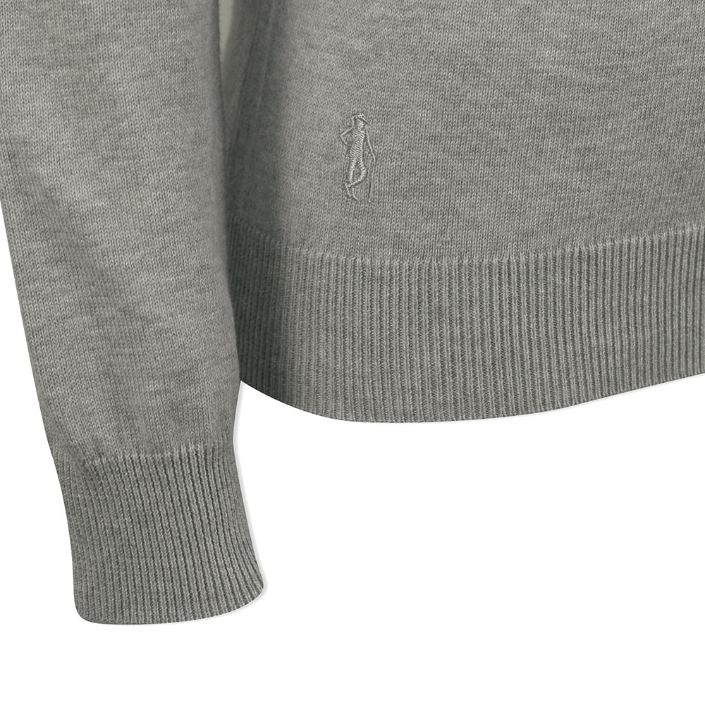 Glenmuir Ladies 100% Cotton Half-Zip Sweater in Light Grey Marl