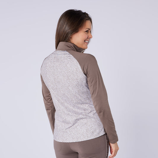 Swing Out Sister Ladies Brushed Backed 1/4 Zip Top with Printed Back Panel