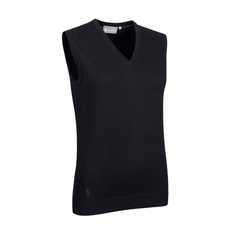 Glenmuir Ladies 100% Cotton Sleeveless Black V-Neck Sweater