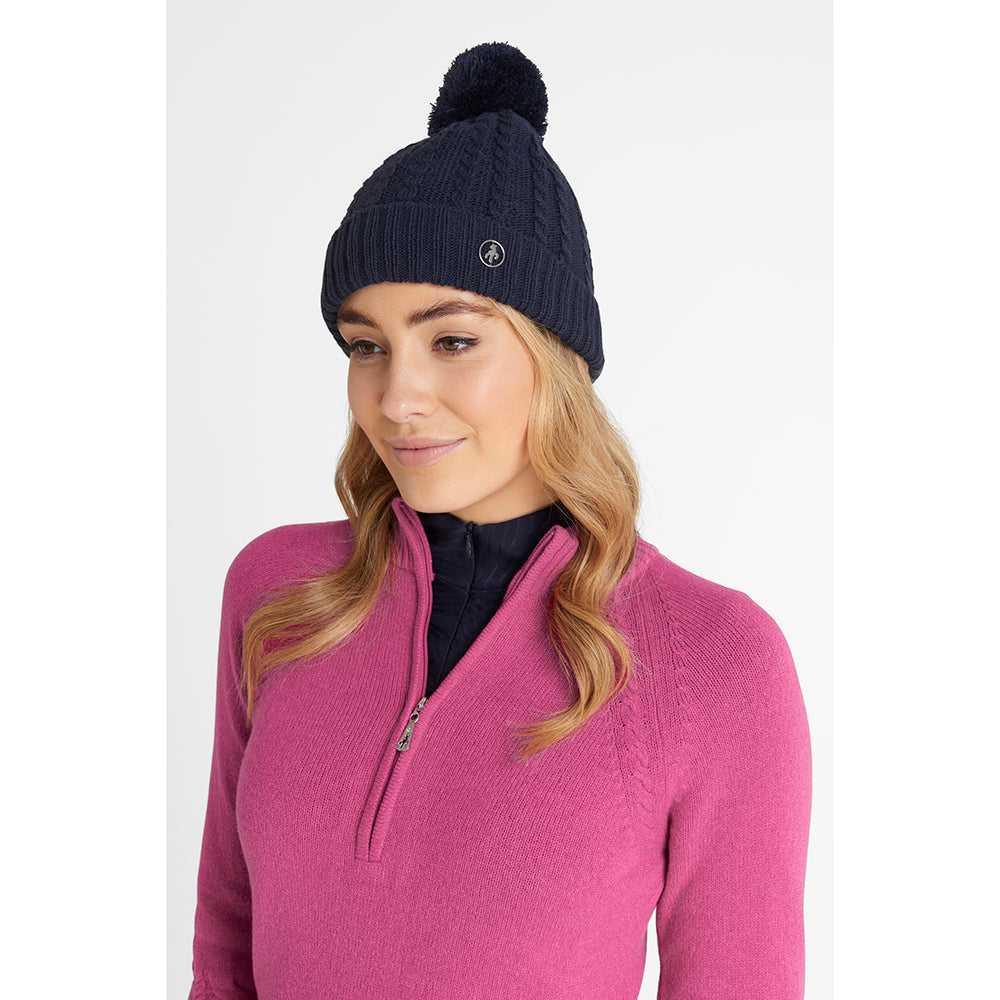 Women's Cable Knit Beanie with Fleece Lining