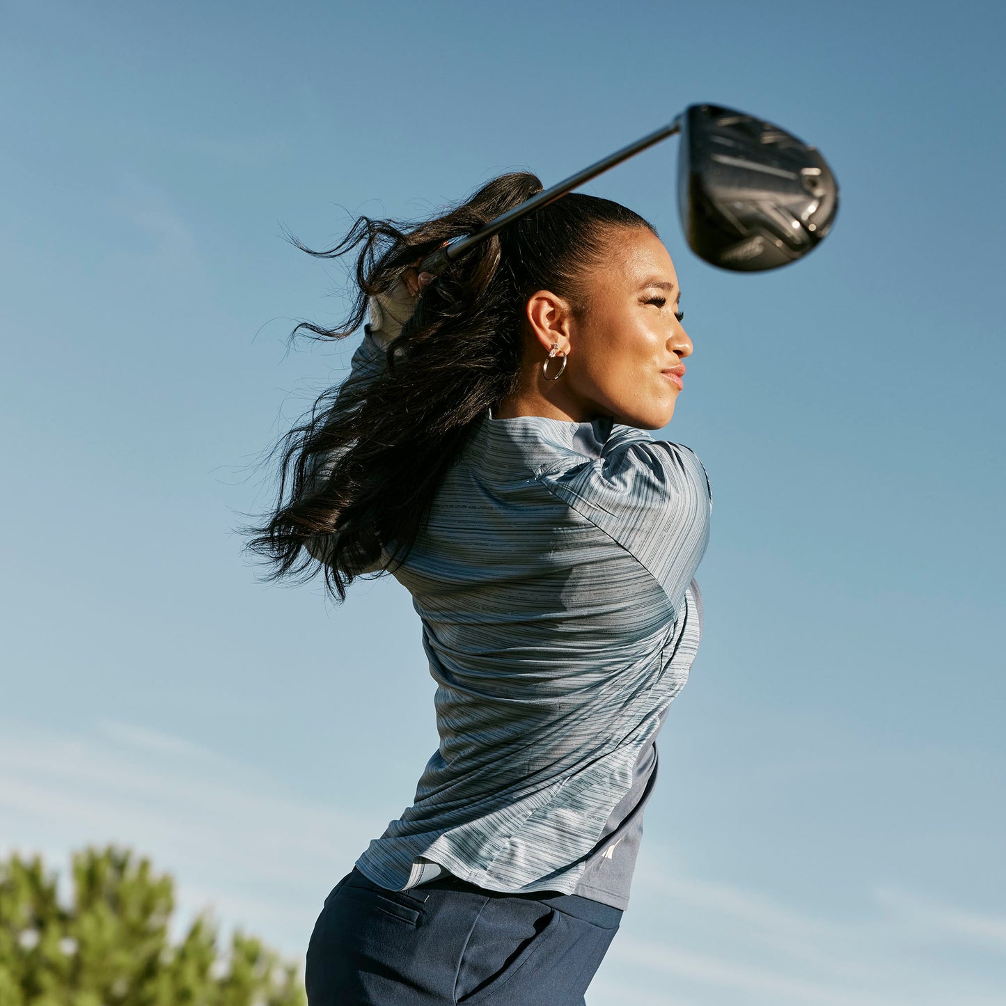 adidas Ladies Long Sleeve Mock Neck Golf Top in Preloved Ink
