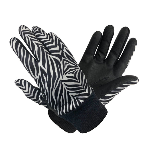 Surprizeshop Ladies Polar Stretch Thermal Gloves in Black Zebra Print
