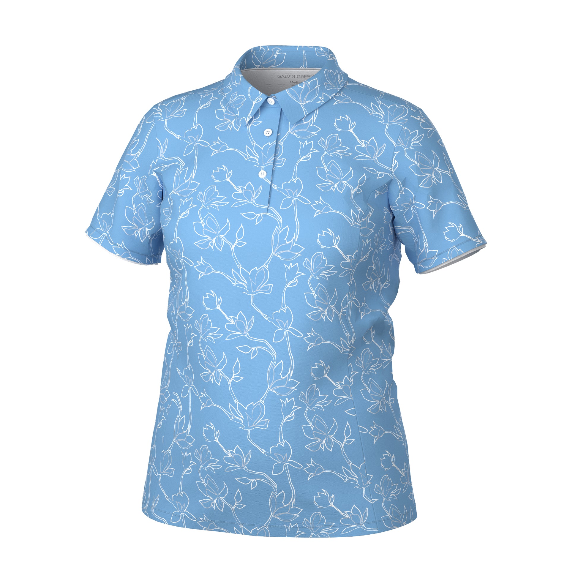 Galvin Green Ladies VENTIL8 PLUS Short Sleeve Polo with Floral Print in Alaskan Blue