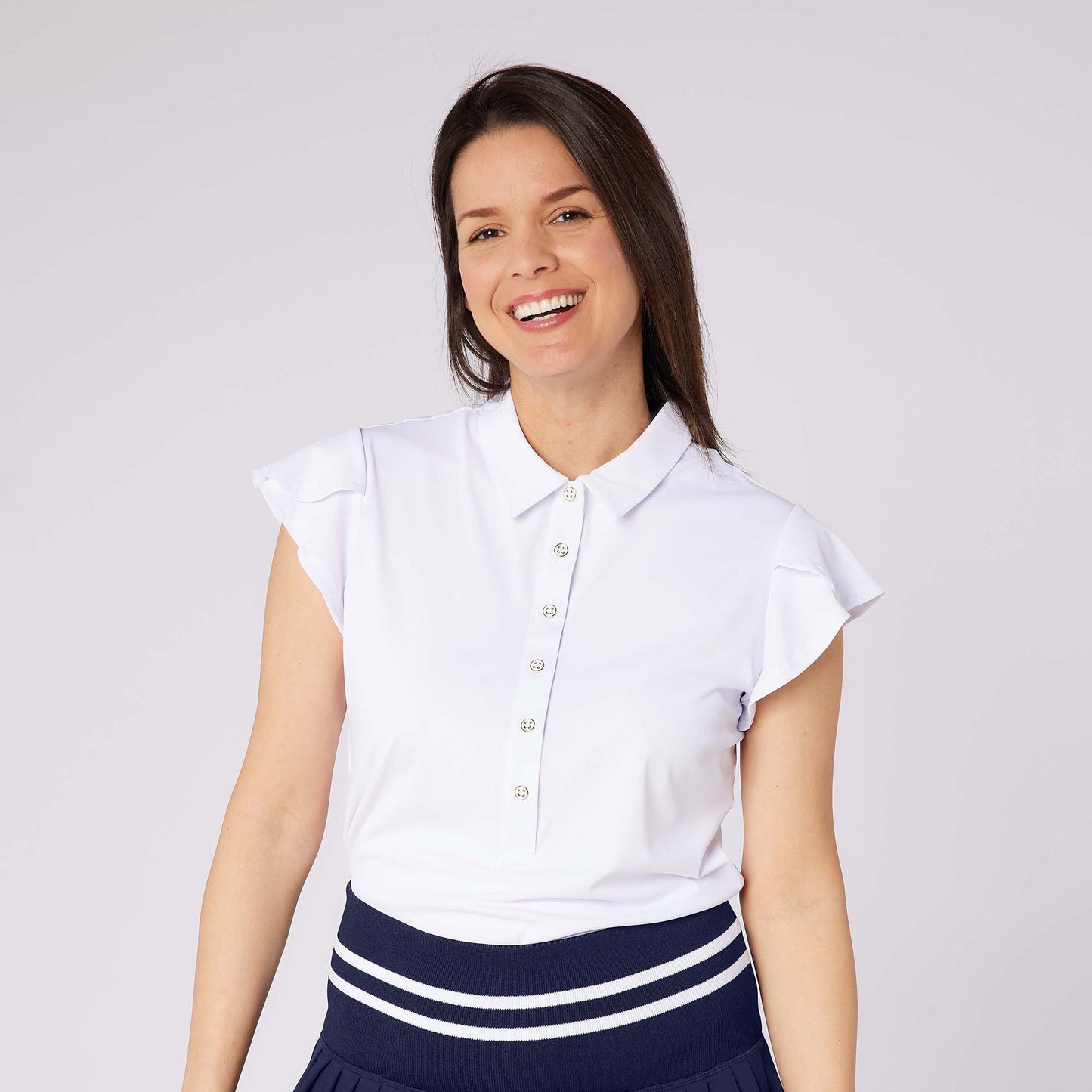 Swing Out Sister Ladies Fluted Sleeve Polo for Elegant Flair On & Off The Course