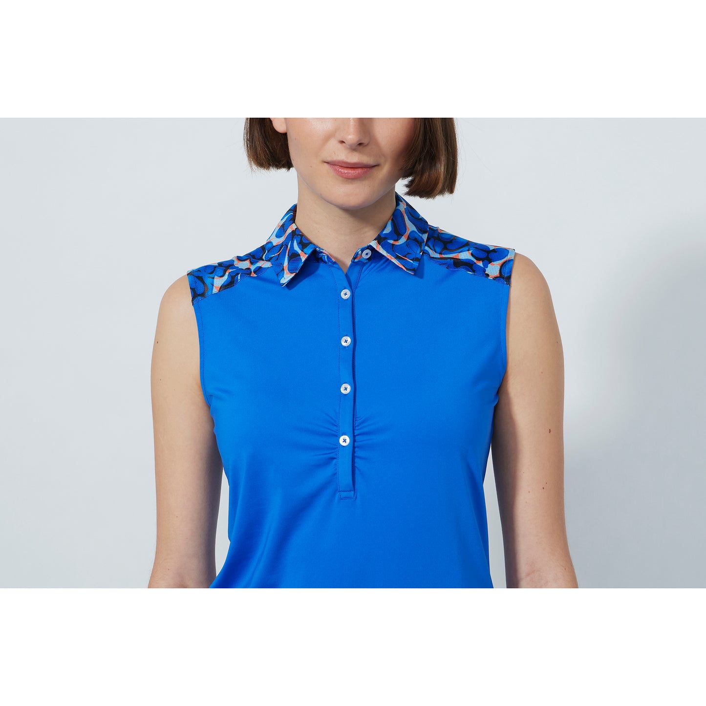 Daily Sports Ladies Sleeveless Gathered Polo with Print on Shoulders
