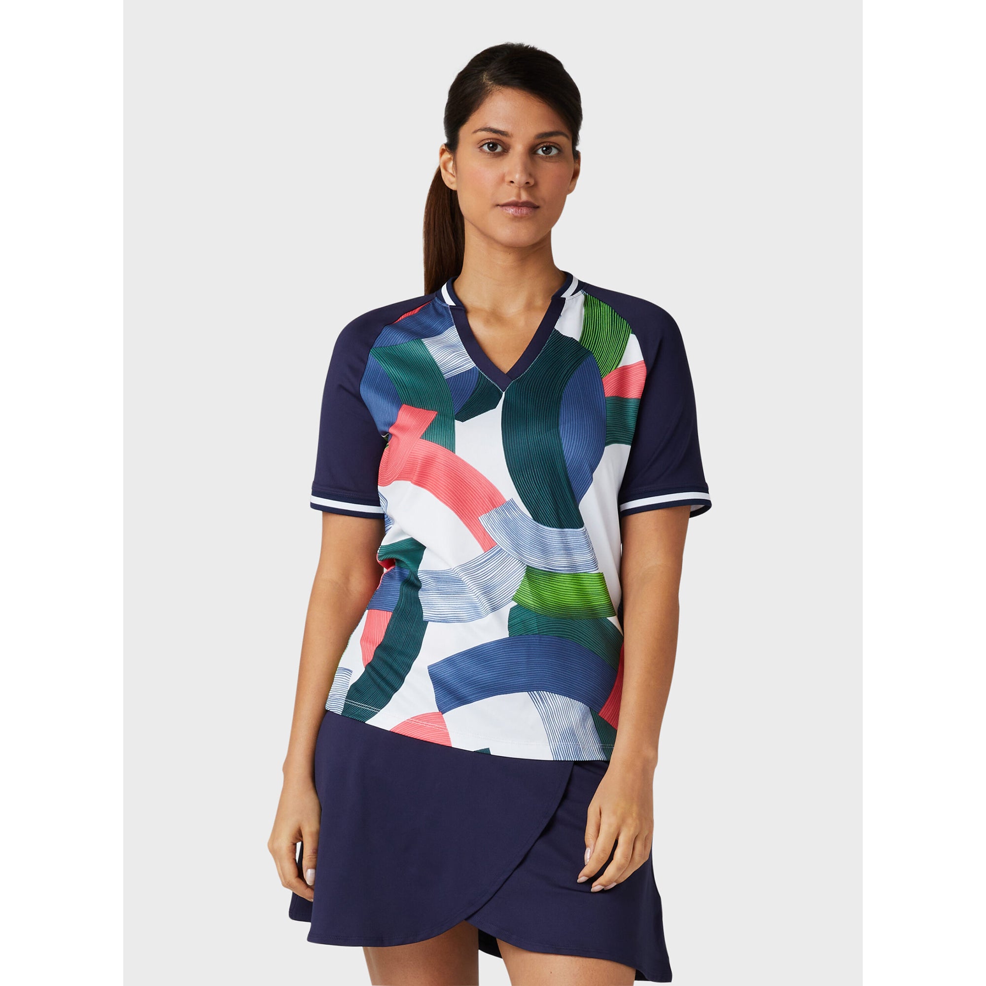Callaway Ladies Short Sleeve Polo Shirt with Open V-Neck – GolfGarb