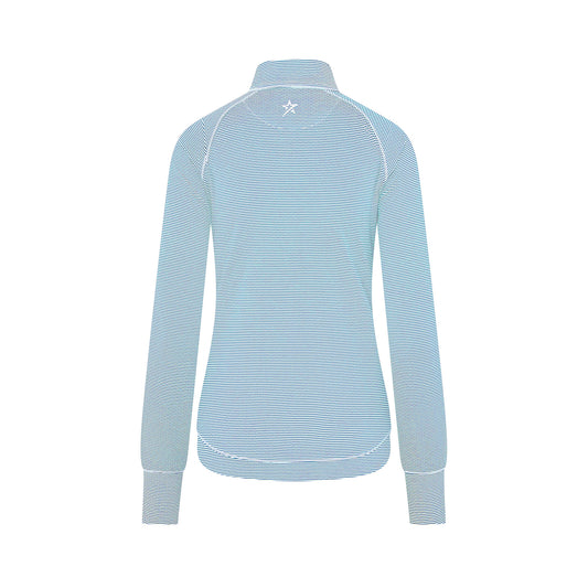 Swing Out Sister Ladies Fine Stripe Zip-Neck Top with Front Pocket