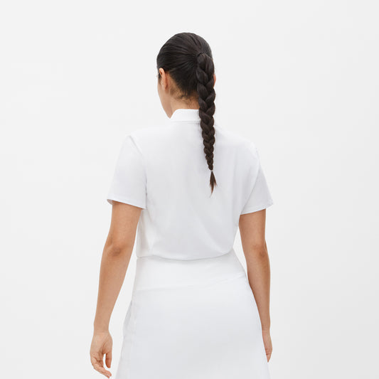 Rohnisch Women's Short Sleeve Polo with Textured Panels in White