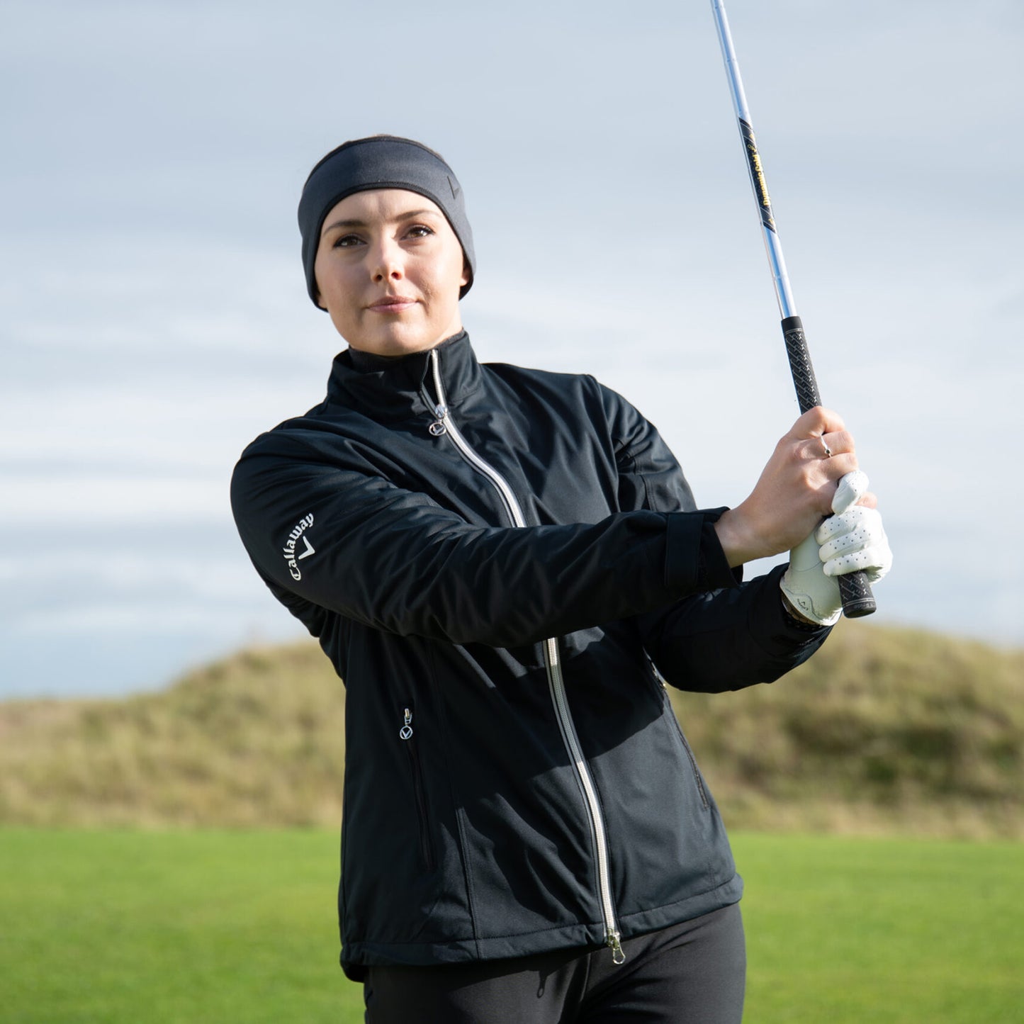 Callaway Ladies Soft Shell Wind & Water Resistant Golf Jacket in Black