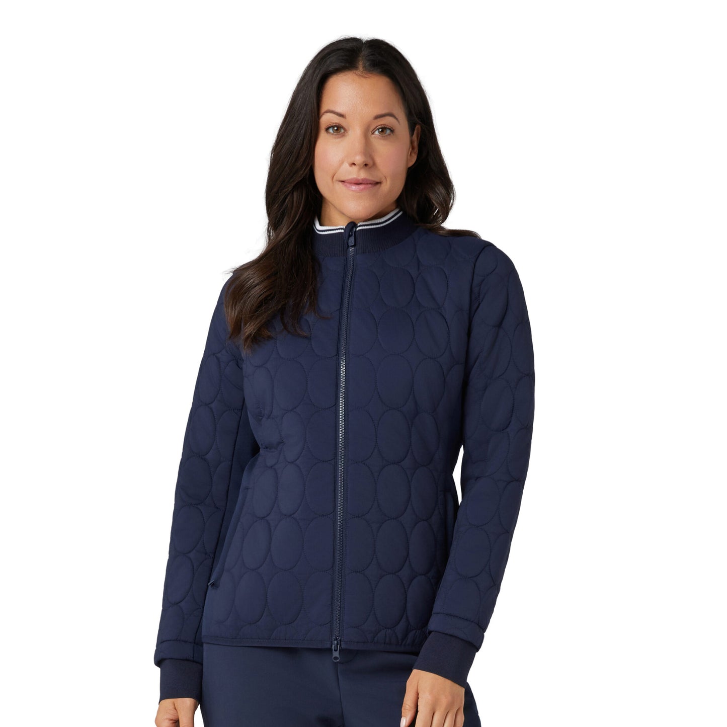 Original Penguin Ladies Lightweight Primaloft Quilted Jacket with Stretch Panels in Navy