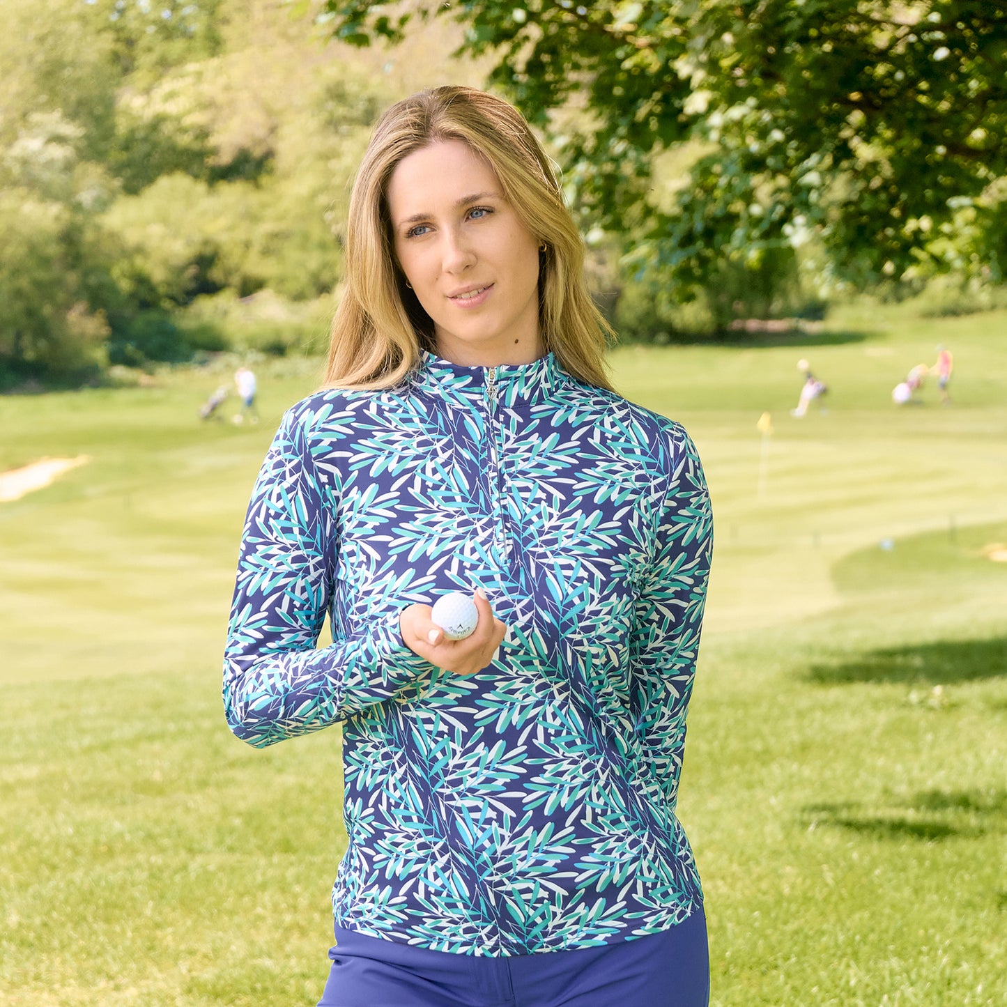 Pure Ladies Long Sleeve Top in Palm Print