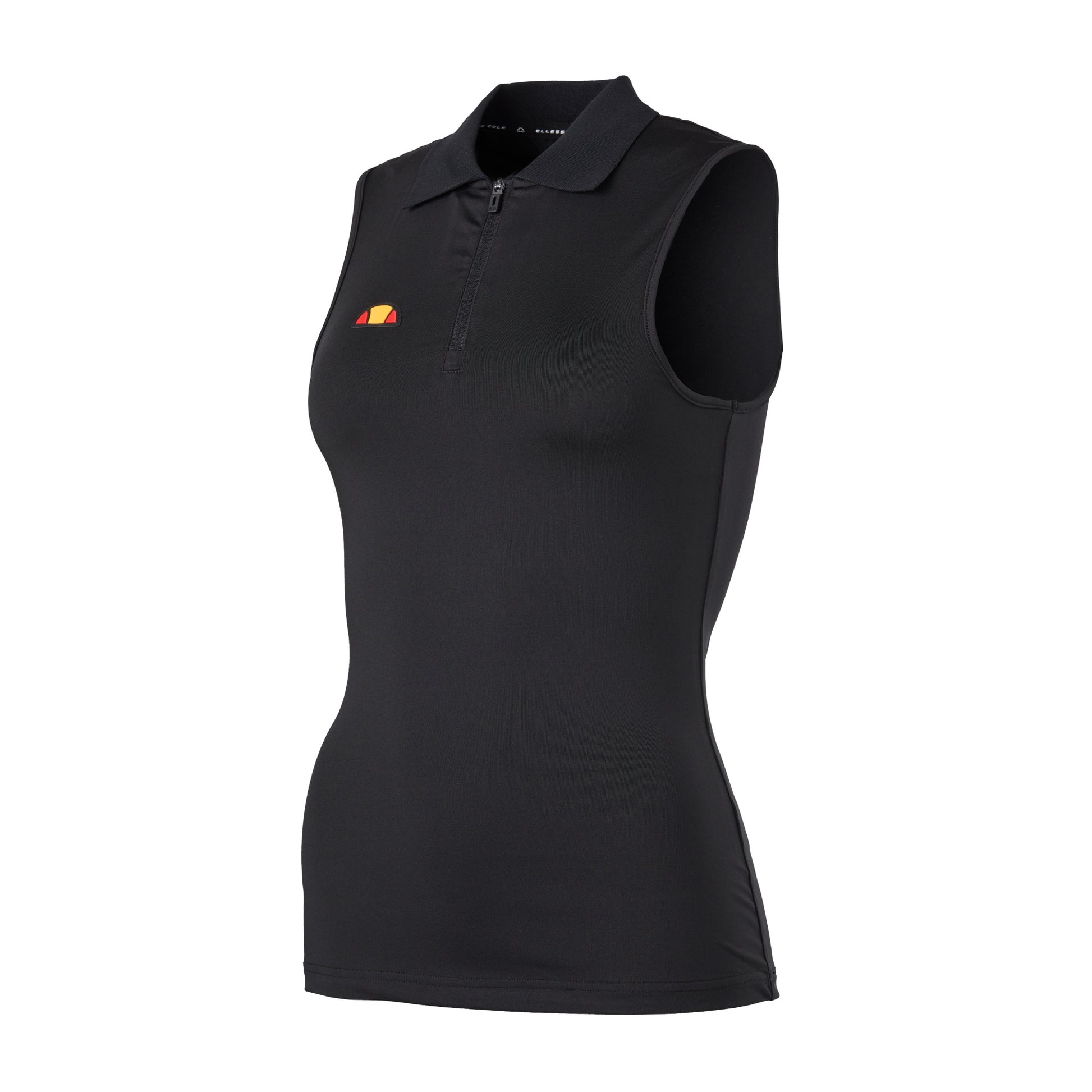 Ellesse Women's Soft-Stretch Zip-Neck Sleeveless Polo in Black