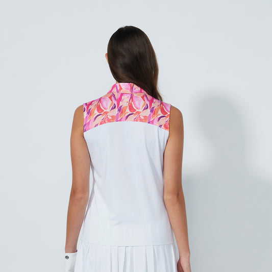 Daily Sports Ladies Sleeveless Gathered Polo with Print on Shoulders