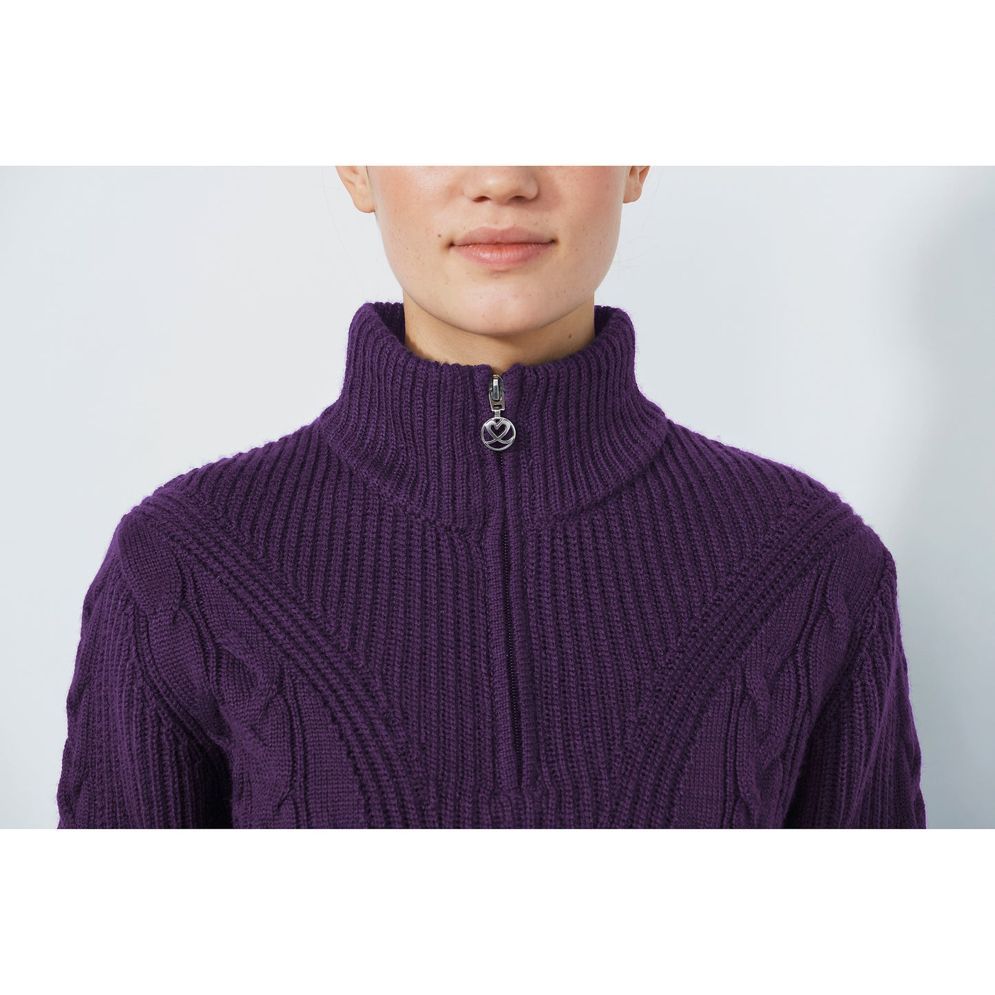 Daily Sports Ladies Half Zip Cable Knit Sweater