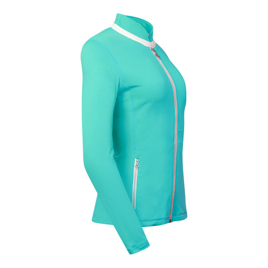 Pure Golf Ladies Mid-Layer Stretch Jacket with Full-Zip in Ocean Blue