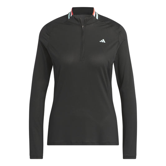 Adidas Women's Long Sleeve Mock Neck Golf Polo in Black