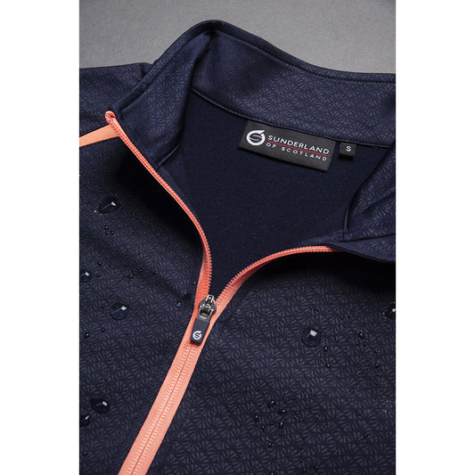 Sunderland Ladies Thermal Water Repellent Zip-Neck Mid-Layer in Navy Shell Print