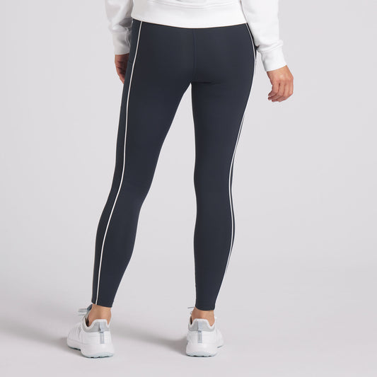 Puma Ladies You-V Leggings in Deep Navy with White Piping Detail - Last One XS Only Left