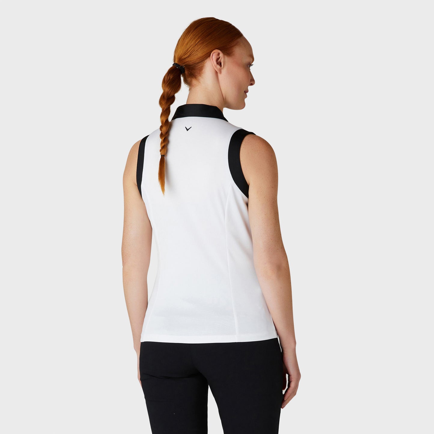 Callaway Ladies Sleeveless Colour Block Polo Shirt in Brilliant White